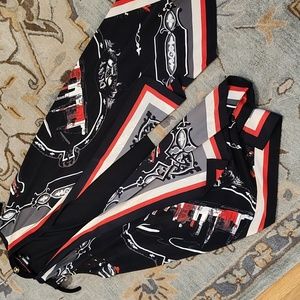 DKNY silk scarf print draped front vest